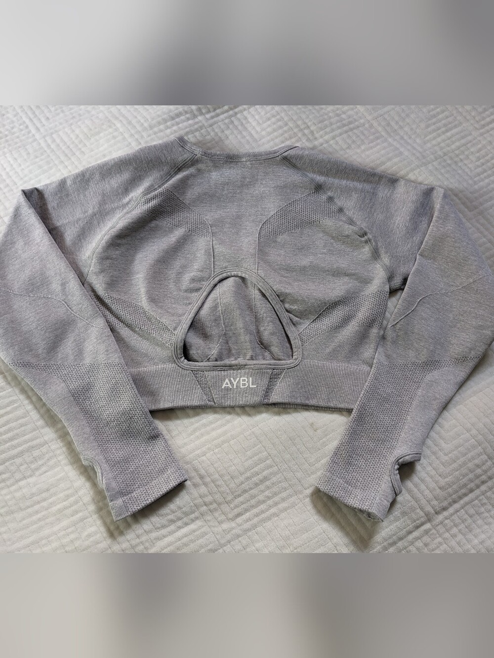 AYBL Women's Motion Seamless Long Sleeve Crop Top Athletic Gray Size Large